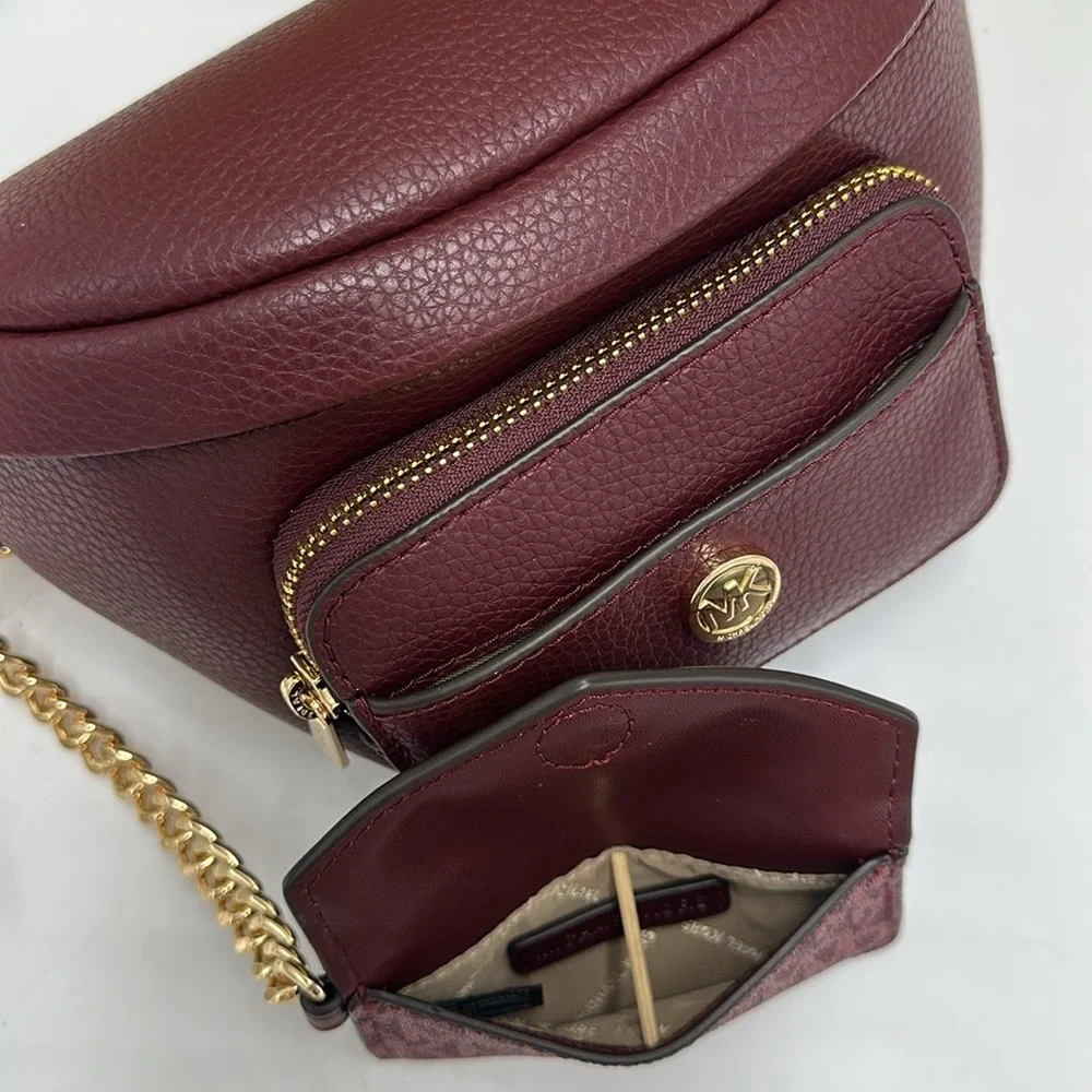 Michael Kors Maisie 2 In 1 Small Leather Waist pack Fanny pack Bag (Oxblood) MK